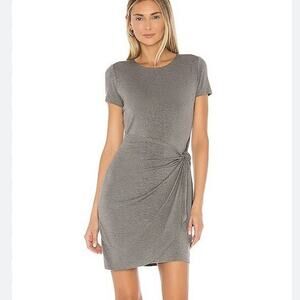 Bailey 44 Dress Small Gray Abby Faux Wrap Cap Sleeve Rayon Made in USA NEW